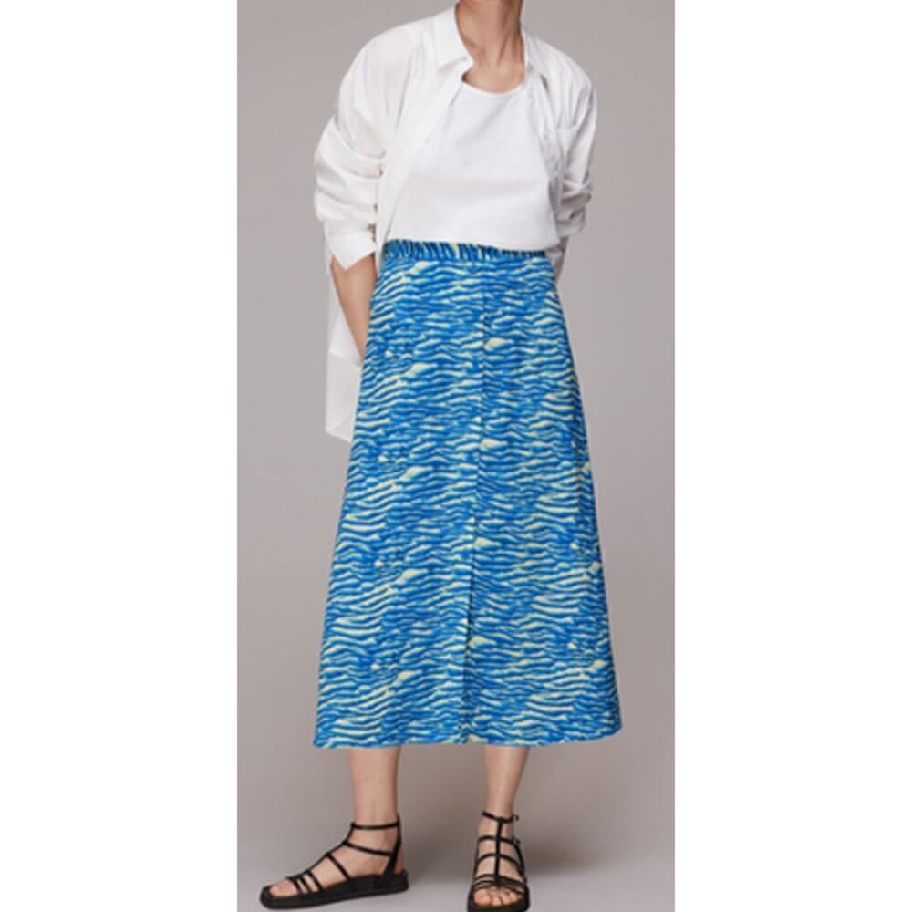 Whistles Seaform Skirt Button Front NWT 14
